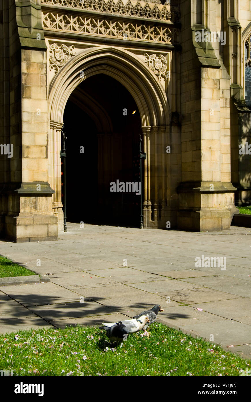 Die Kathedrale und die Stiftskirche St. Marienkirche, St. Denys und St. George in Manchester. Stockfoto