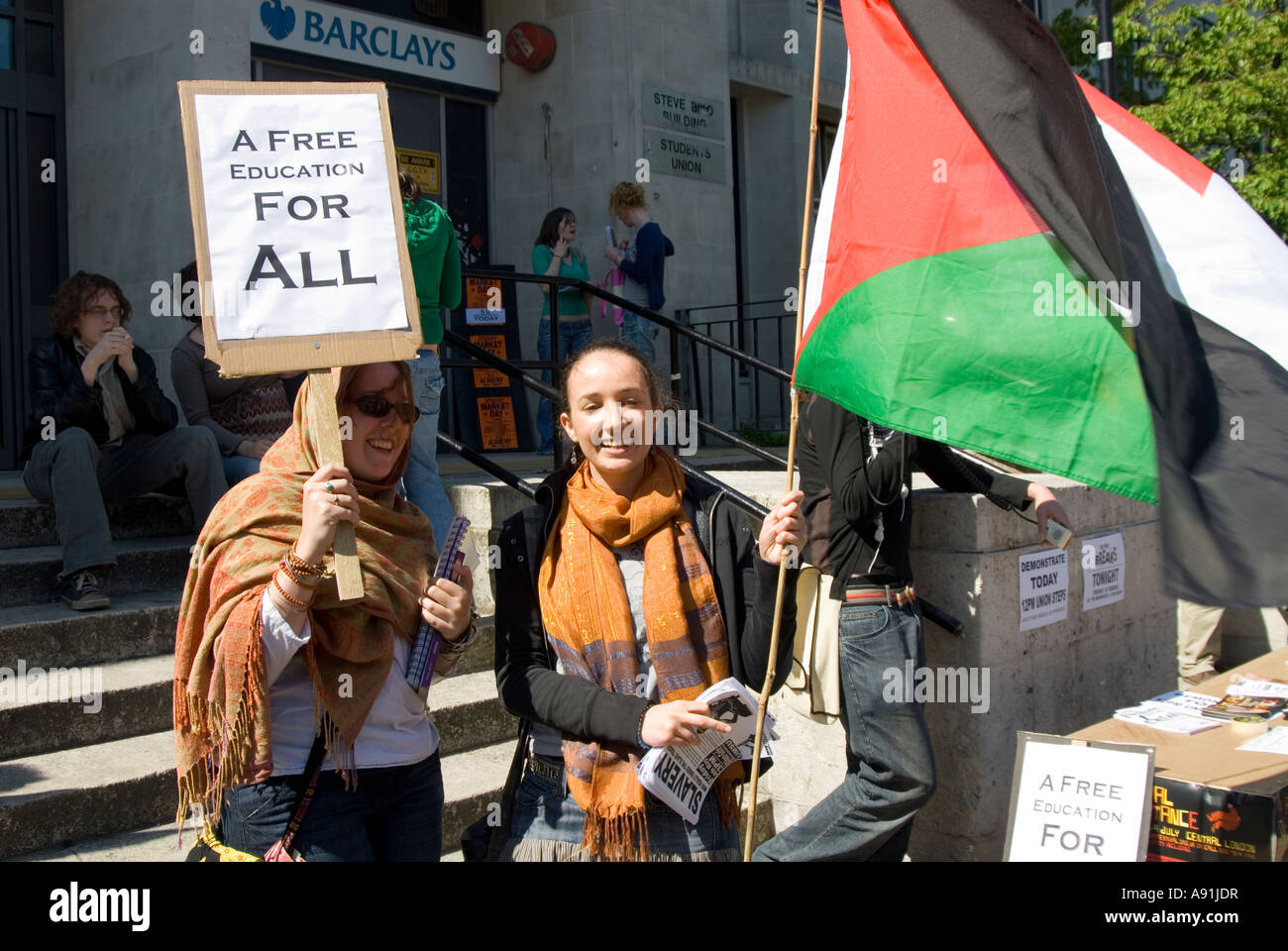 Palästinensische Studenten protestieren an der Manchester University Stockfoto