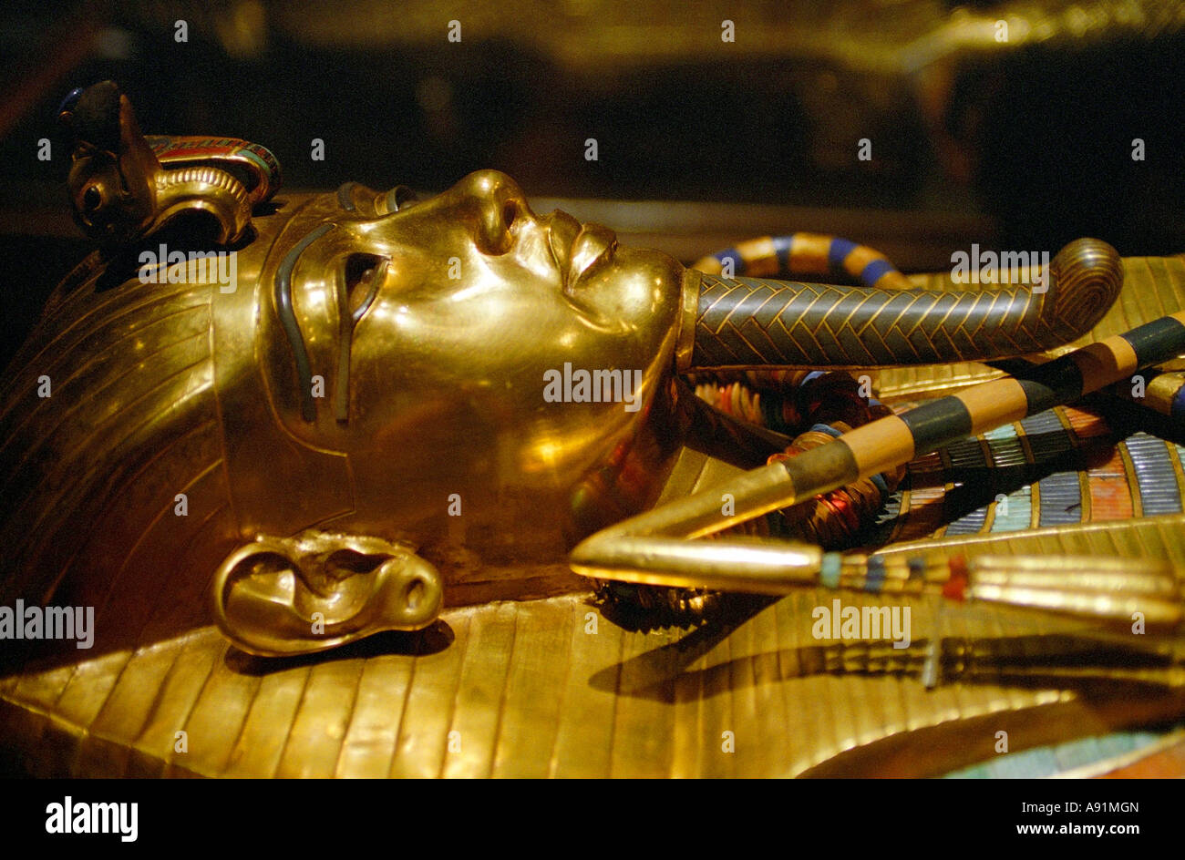 Sarkophag von Tutanchamun, Ägyptisches Museum, Kairo, Ägypten Stockfoto