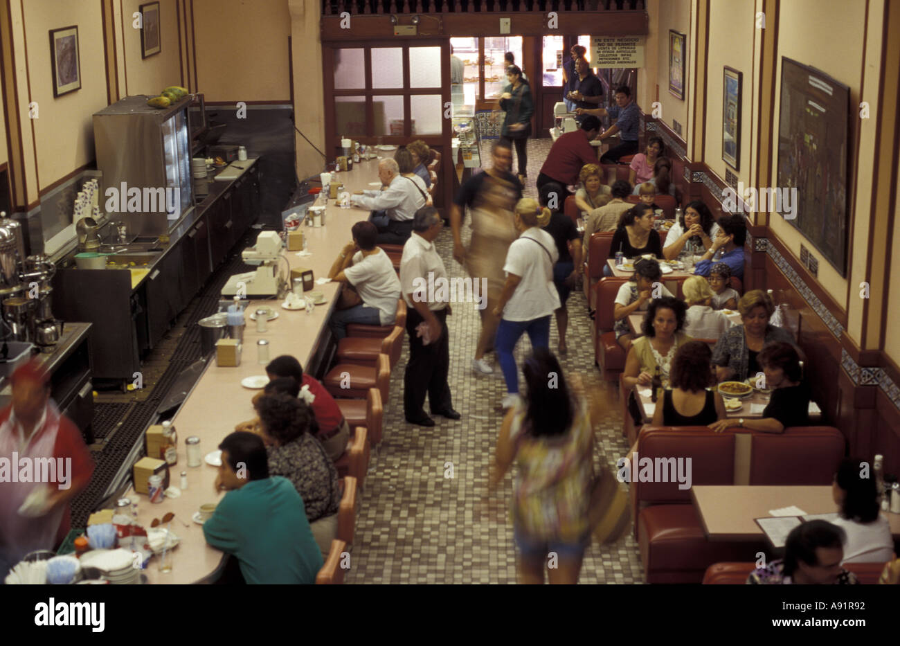 Puerto Rico, Old San Juan, La Bombonera Restaurant und Coffee-Shop. Stockfoto