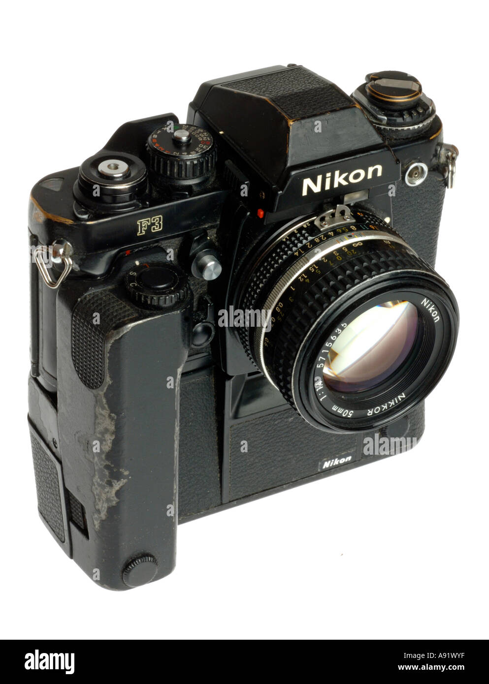 Nikon-Kamera, F3 mit MD4 motordrive Stockfoto