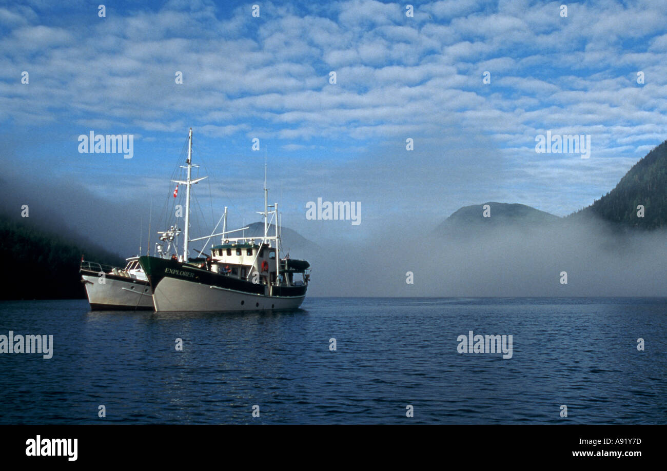 Kanada, British Columbia, Inside Passage, Charteryacht aus Sitka ist mit Jacht in Khutze Inlet Holzdetails Stockfoto