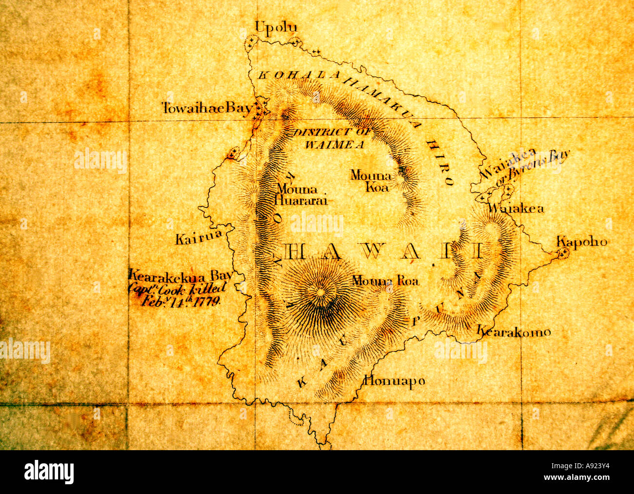 19. Jahrhundert-Karte von Hawaii Stockfoto