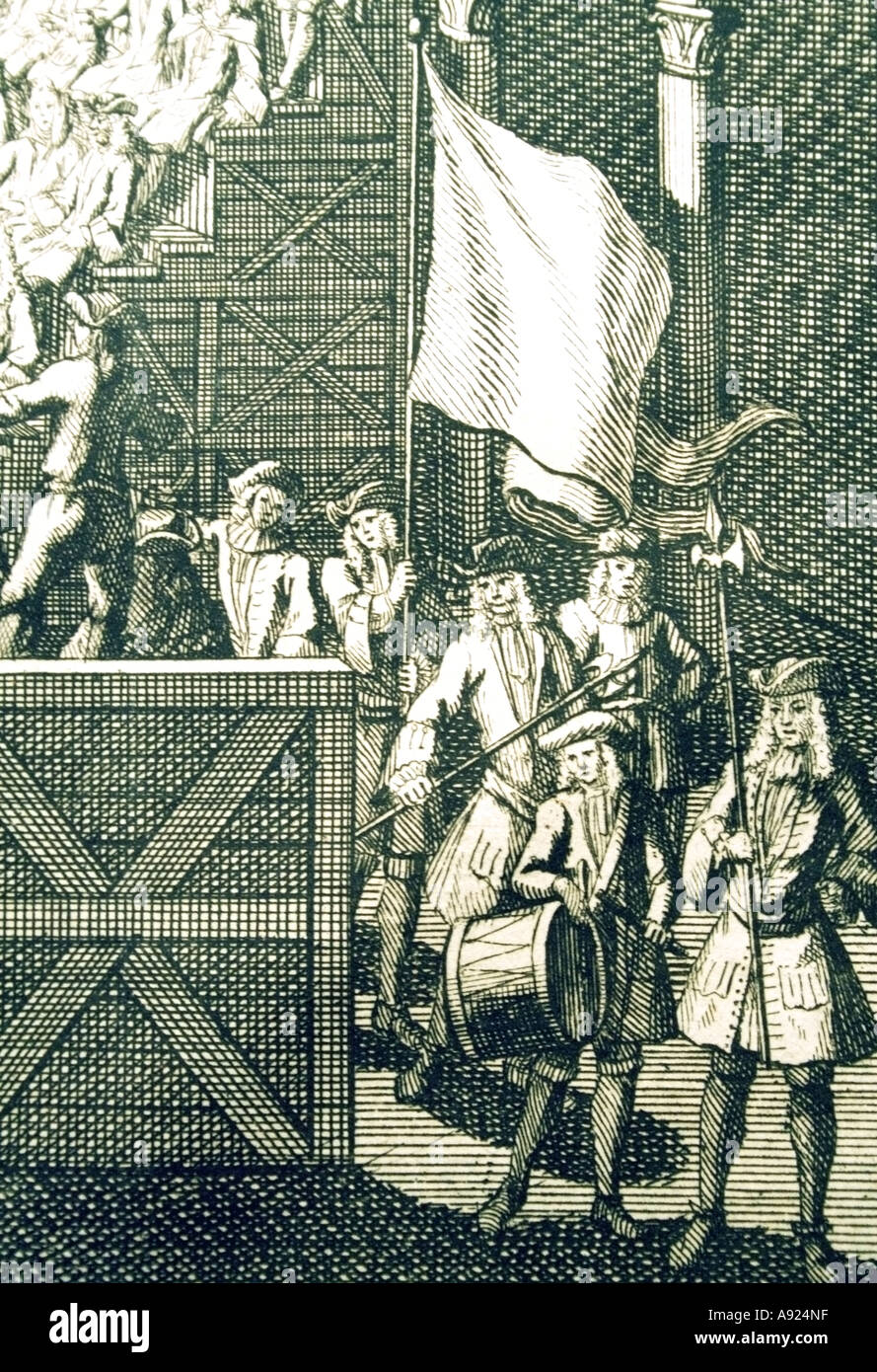 Soldaten in einer Karneval-Szene (aus einem aus dem 18. Jahrhundert venezianischen Druck) Stockfoto