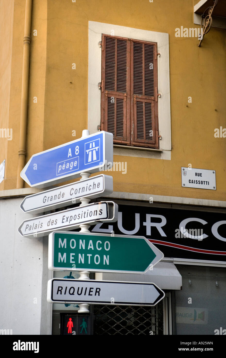 Verkehrszeichen, Nizza, Frankreich Stockfoto