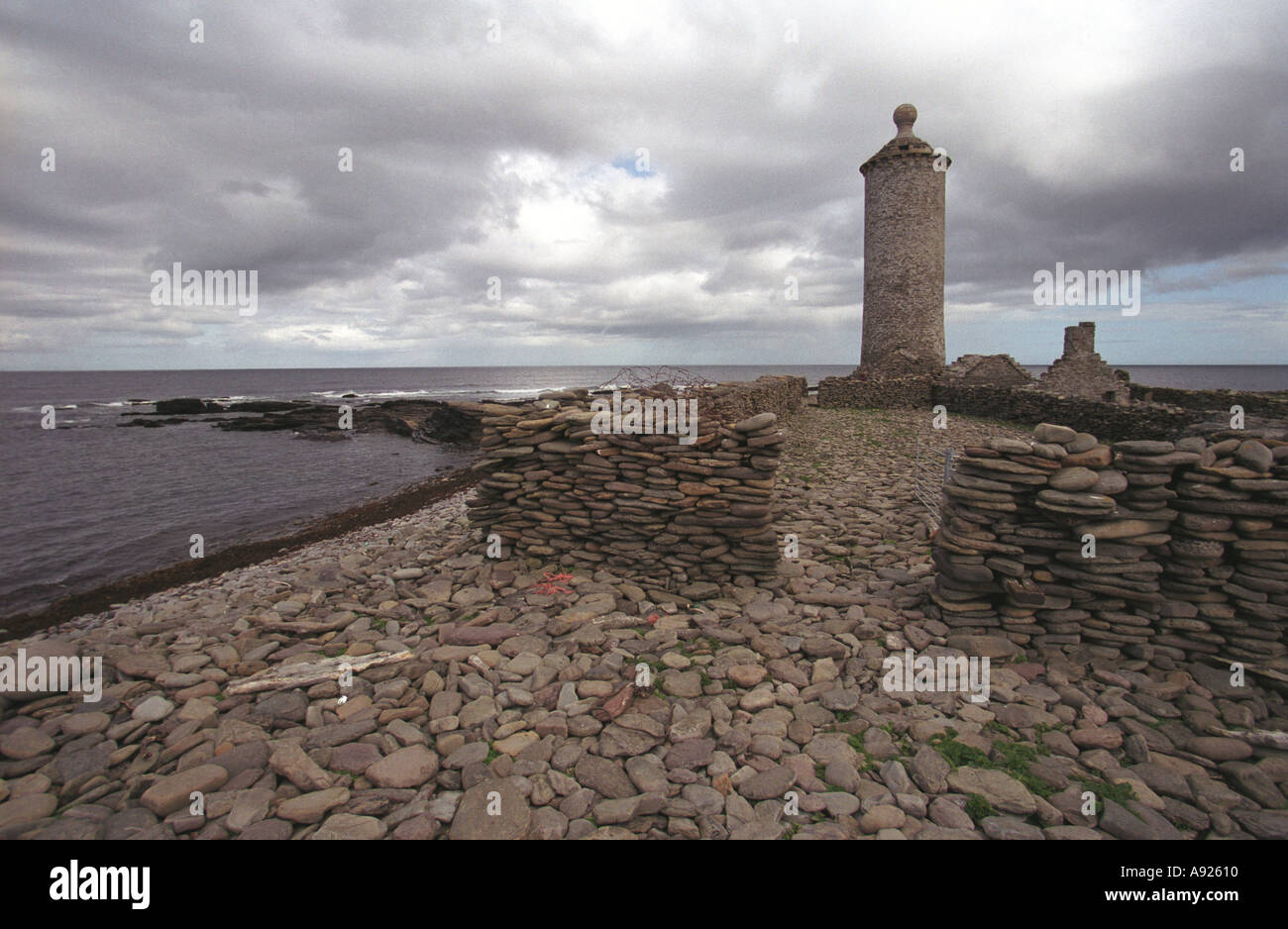Alten Leuchtturm auf North Ronaldsay Orkney Schottland Stockfoto