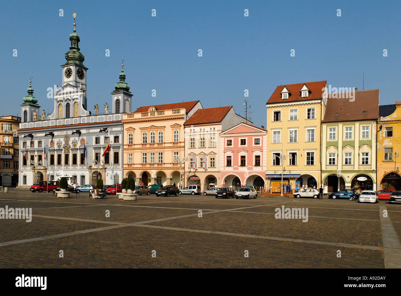 Historische alte Stadt Budweis, Budweis, Budvar, Böhmen, Tschechische Republik Stockfoto