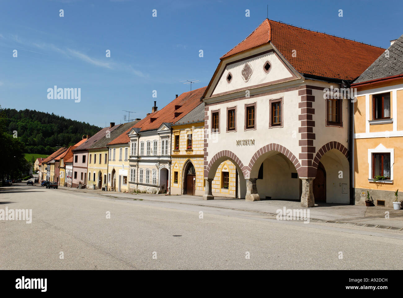 Historischen Marktplatz von Chvalsiny, Böhmen, Tschechische Republik Stockfoto