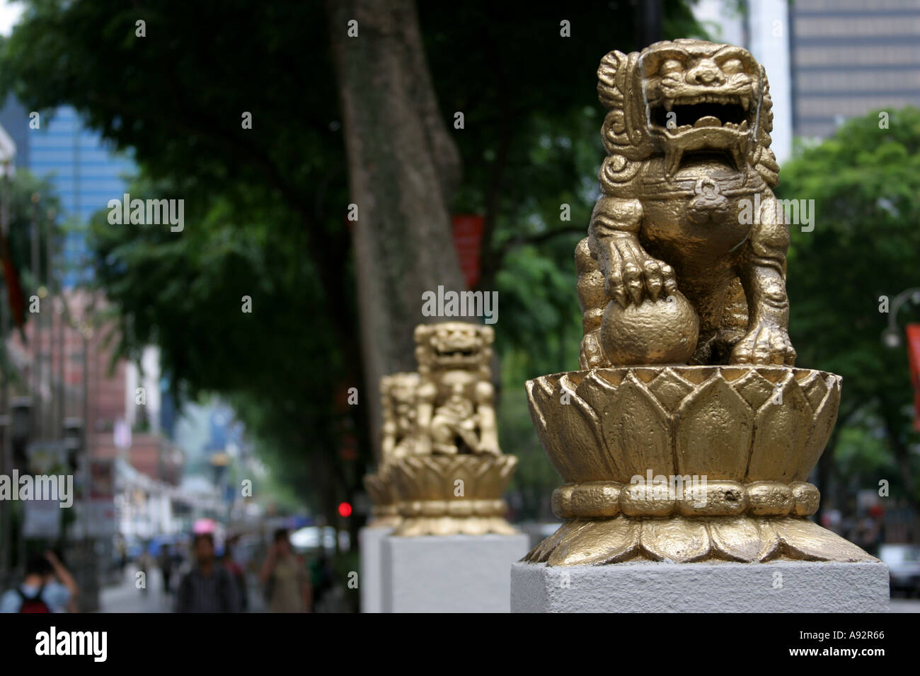 Der Guardian Lions von Singapur Stadt Ornamenten Stockfoto