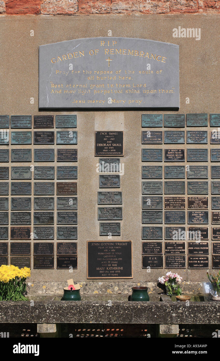 Wand-Gedenktafeln Kirche Garden of Remembrance Stockfoto