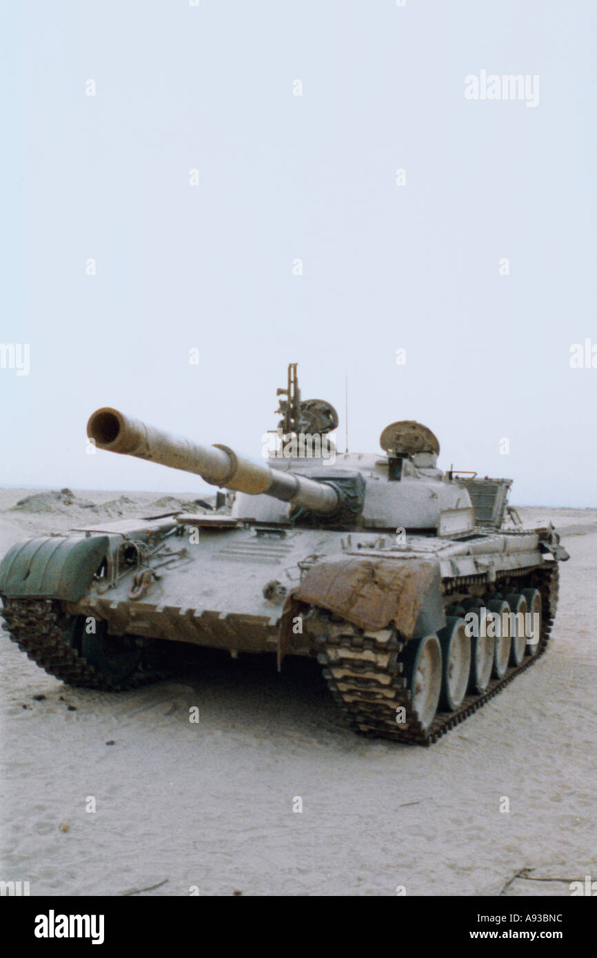Irakische T-72 Main Battle Tank Betrieb Wüste Sturm Kuwait (April 1991) Stockfoto