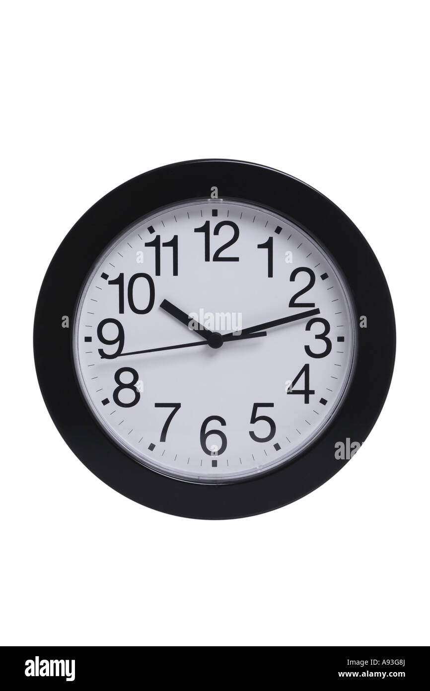 Einfache Uhr ausgeschnitten auf weißem Hintergrund Stockfoto