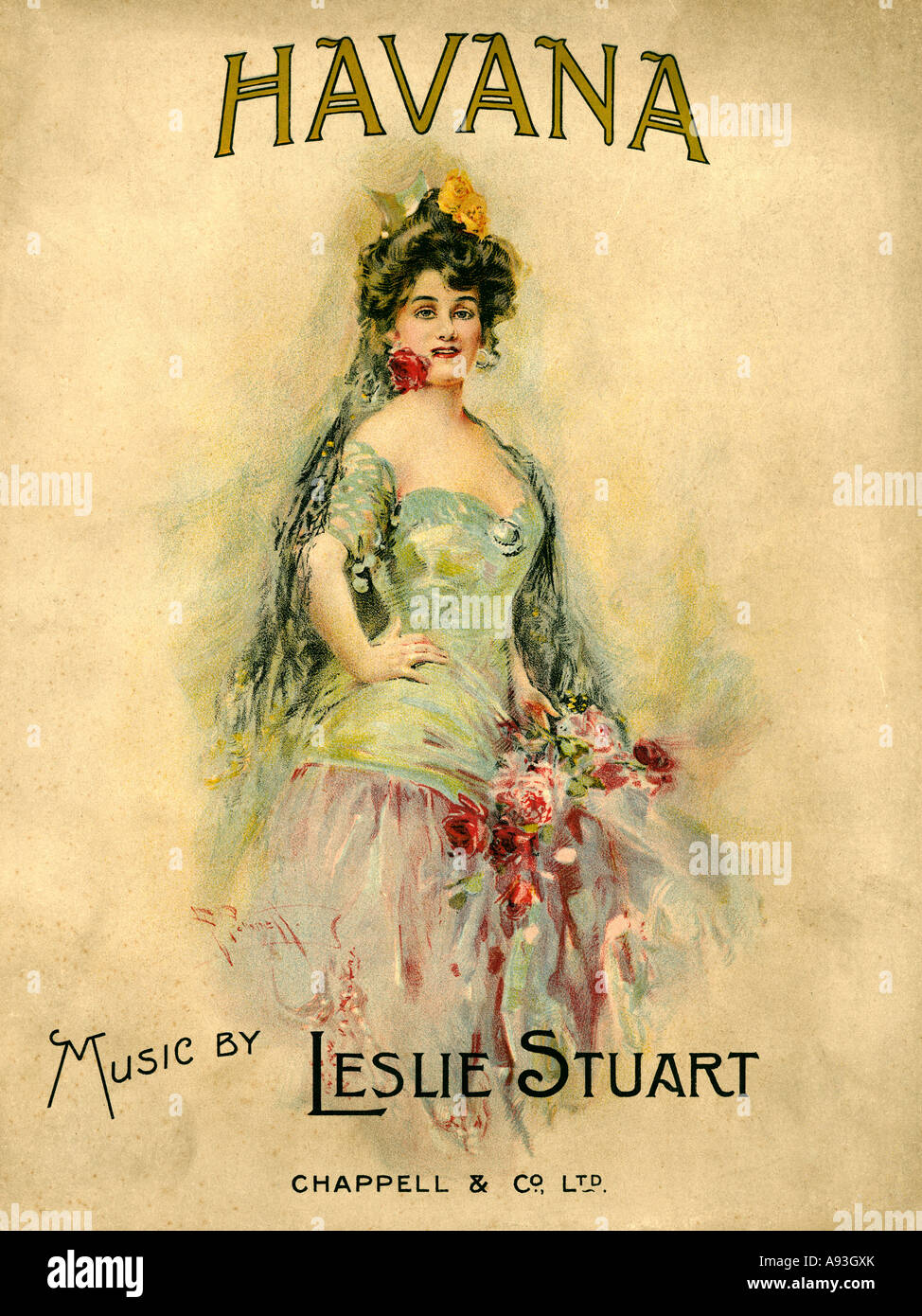Havanna 1908 in London die Abdeckung der Partitur von Leslie Stuart für das musikalische Theaterstück von George Grossmith inszeniert Stockfoto