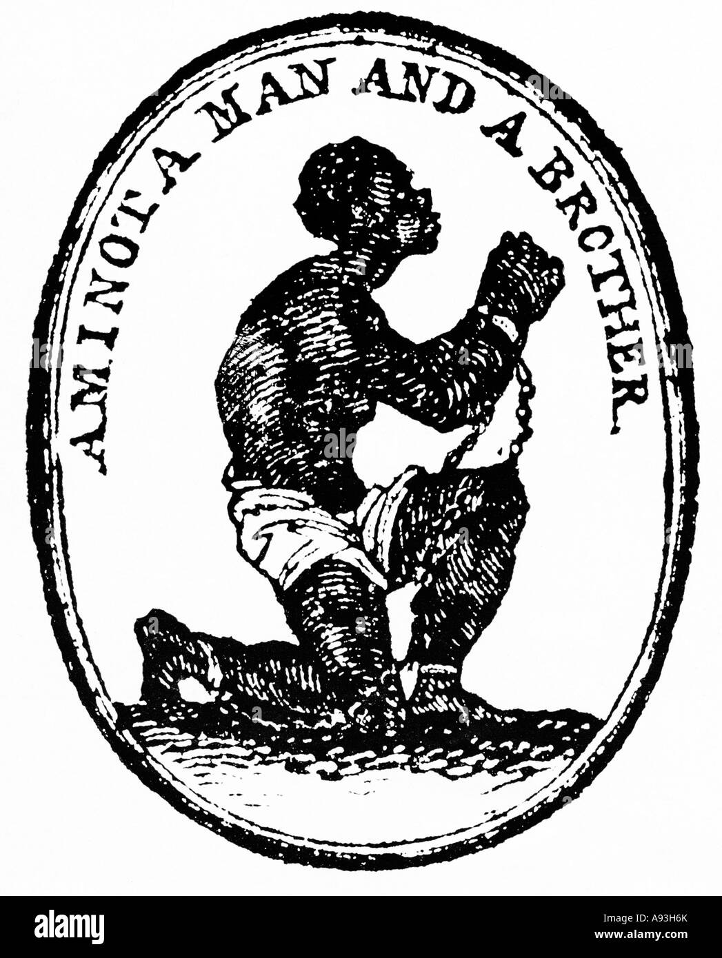 Anti-Sklaverei versiegeln Sie 1787 von Josiah Wedgewood für den englischen Ausschuss für die Abschaffung des Sklavenhandels Stockfoto