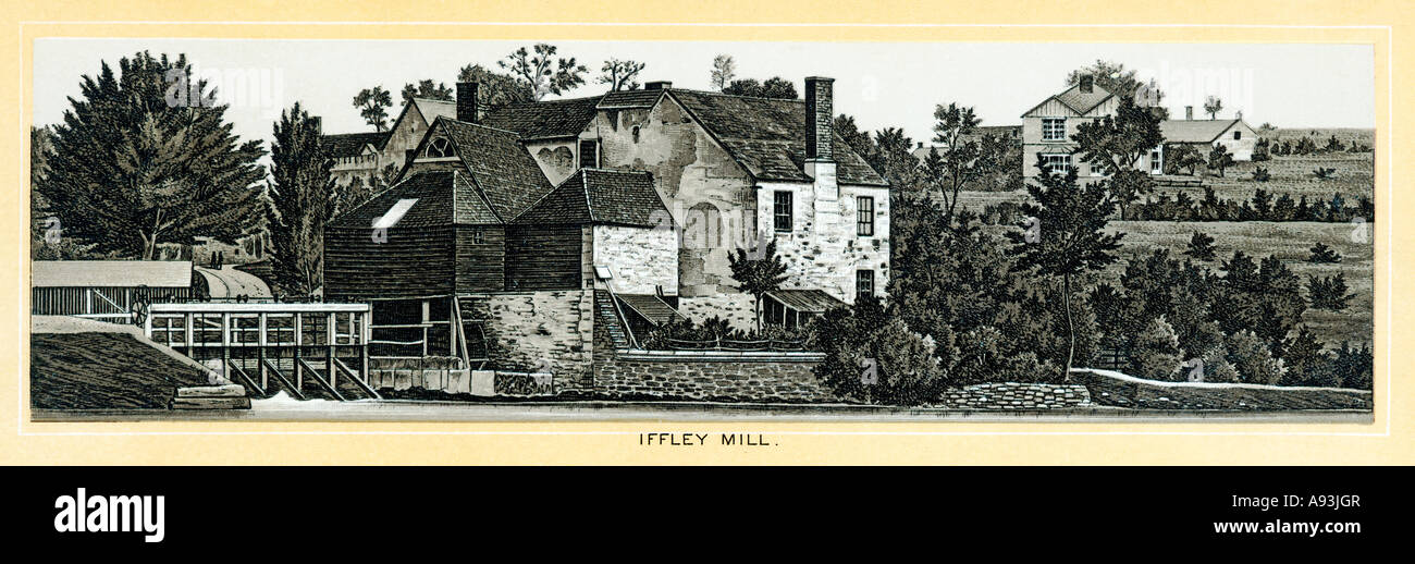 Iffley Mühle Oxford späten viktorianischen Stahlstich der berühmten Mühle und Naturschönheit auf der Themse Stockfoto