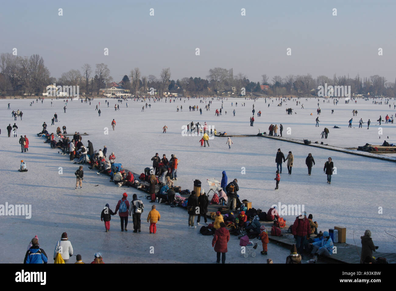 Eis-Lauf auf der alten Donau Stockfoto