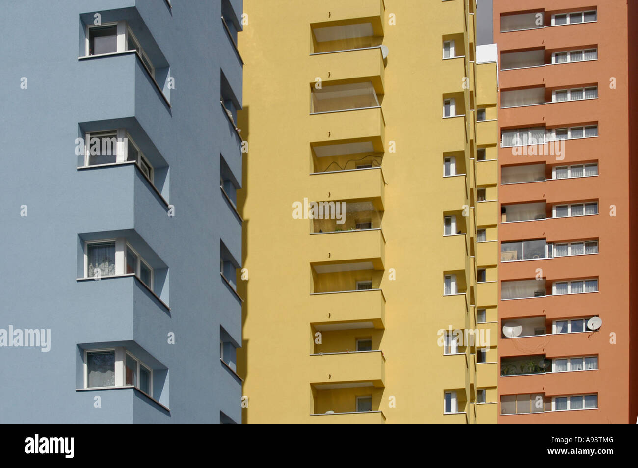 Mehrfarbige vorne Detail in die Großfeldsiedlung Stockfoto