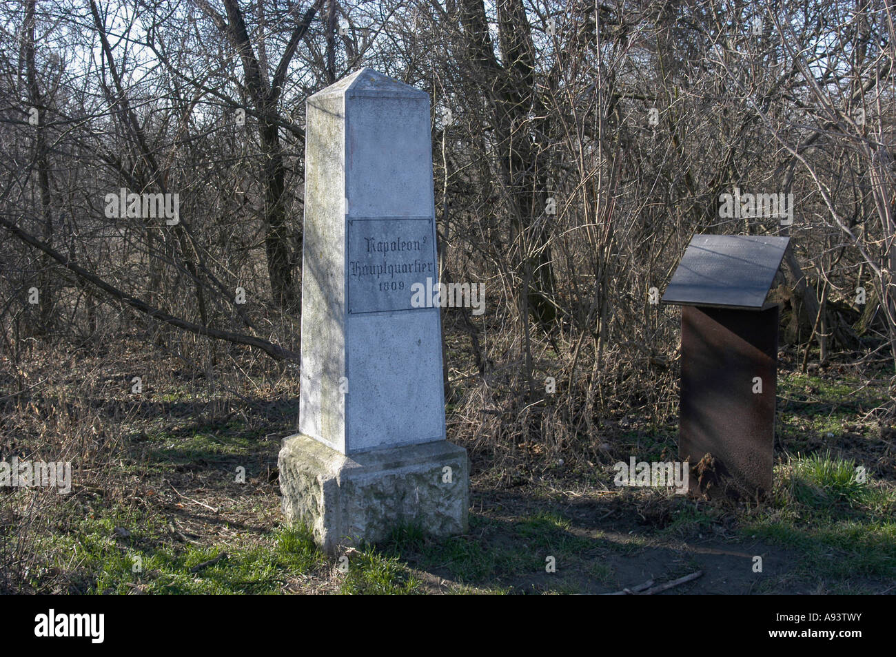 Gedenkstein in der Lobau Stockfoto