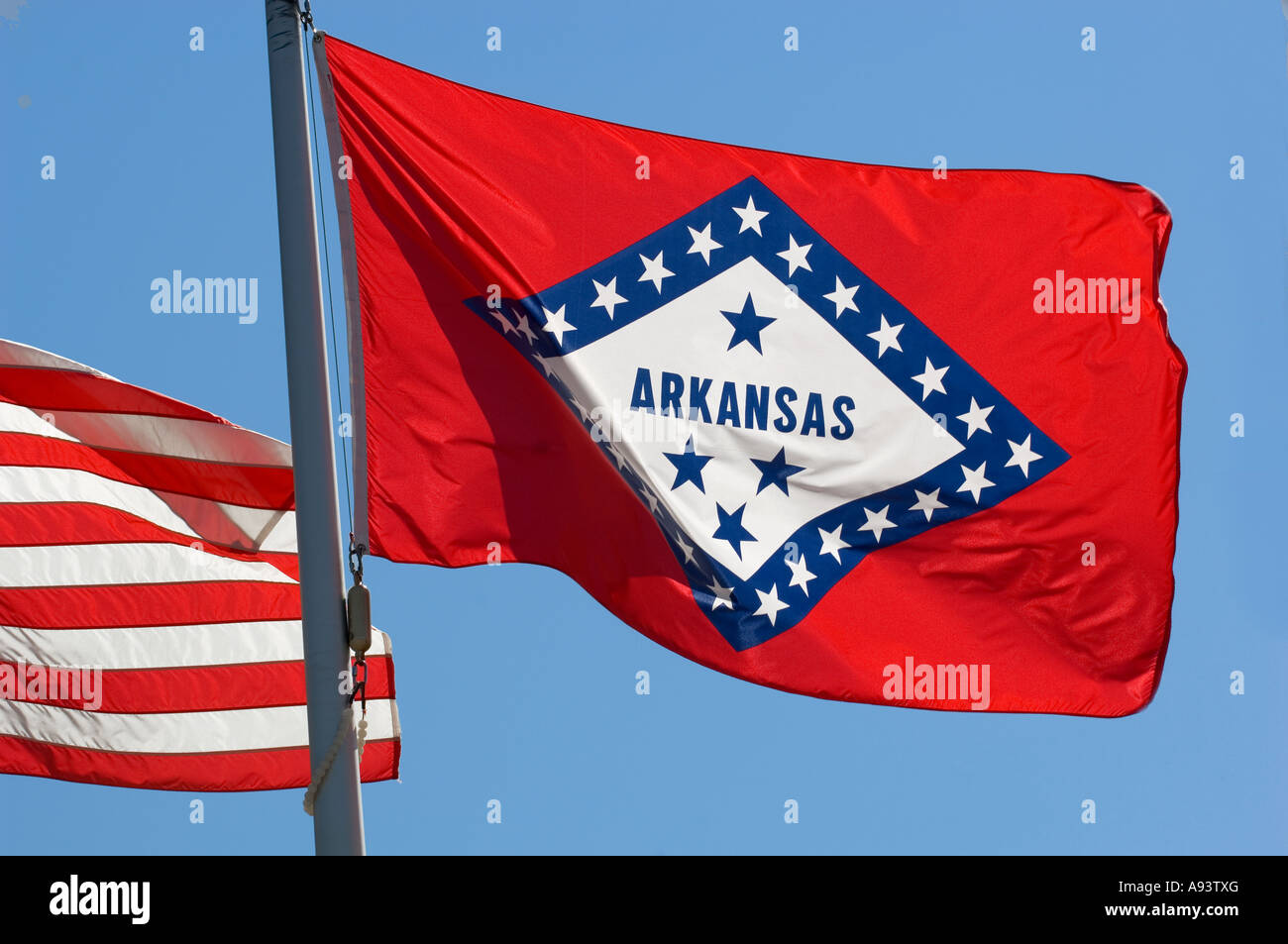 Staatsflagge von Arkansas, Little Rock, Arkansas Stockfoto