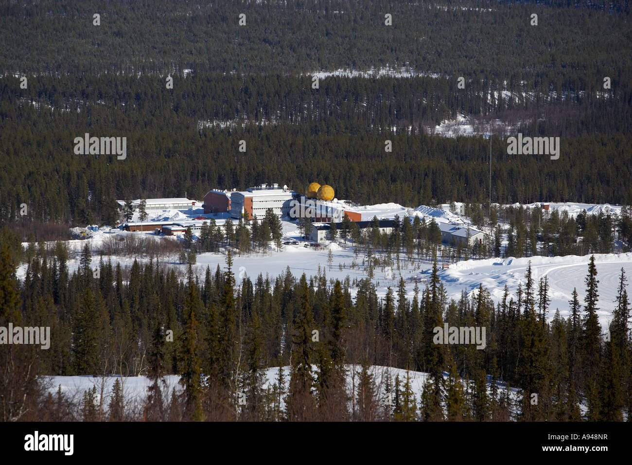 Sat-Anschluss, European Space Agency (ESA) entfremden, Lappland, Kiruna, Schweden Stockfoto