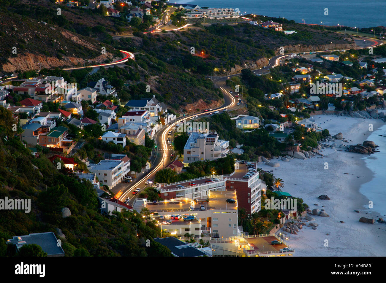 Ein Abend-Ansicht von Clifton Kapstadt Western Cape in Südafrika Stockfoto