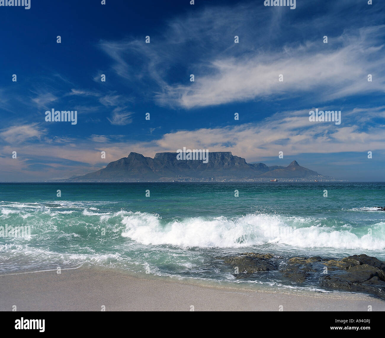 Angesehen von Blouberg Beach Kapstadt Western Cape Provinz Südafrika Tafelberg Stockfoto
