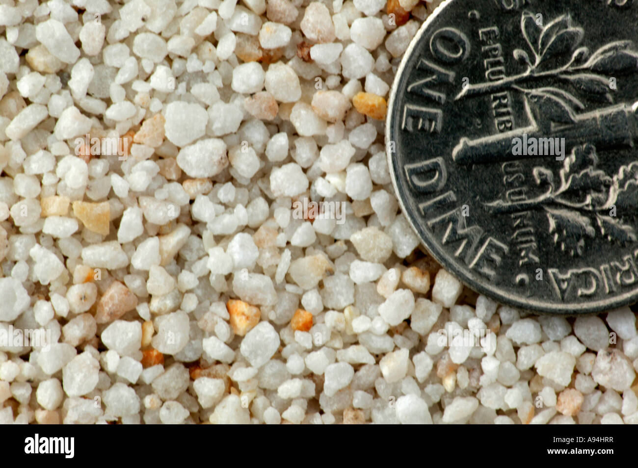 Silica-Granulat mit einer Münze, Nevada Stockfoto