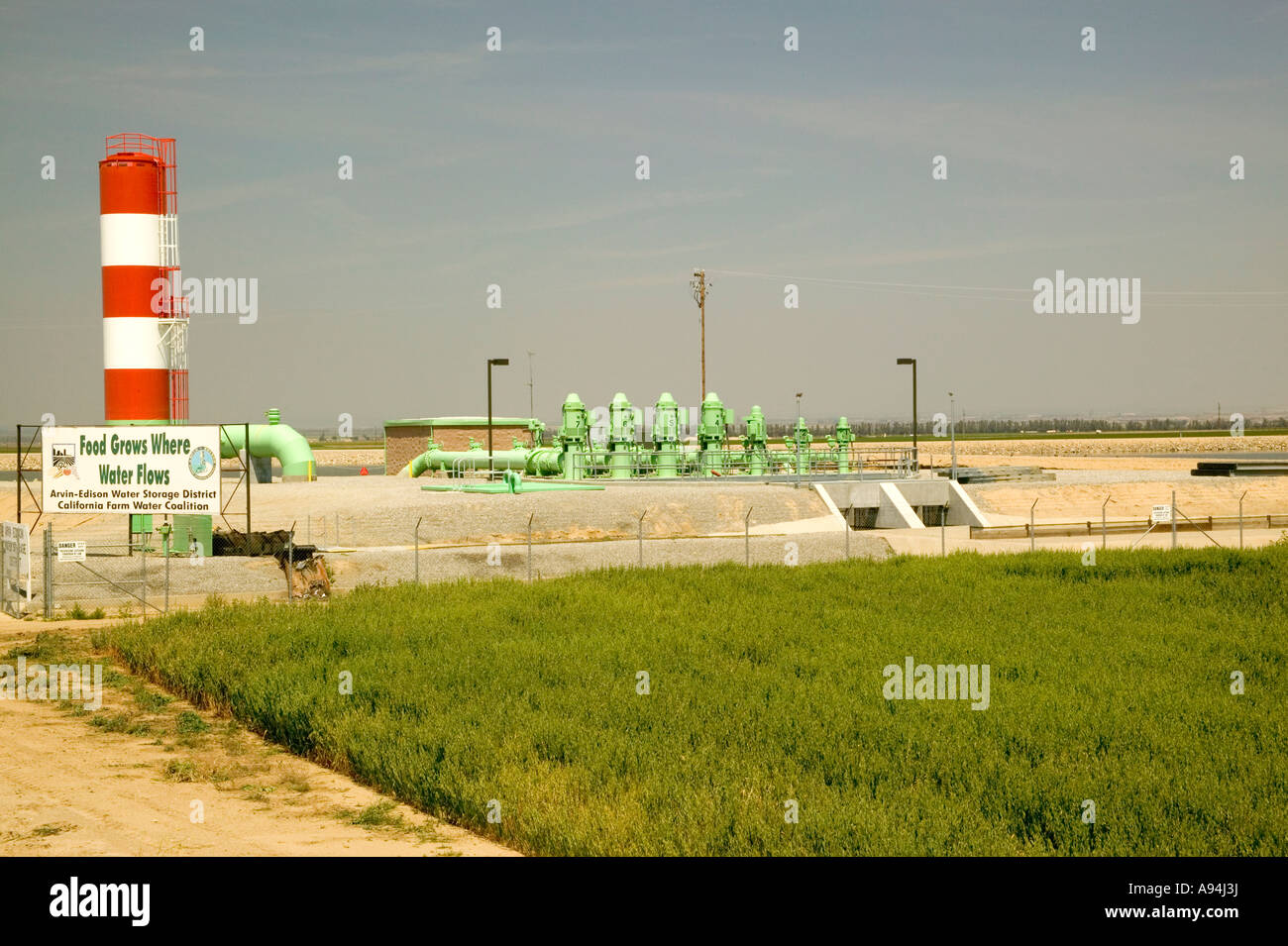 Landwirtschaftliche Bewässerung Pumpstation, California Stockfoto