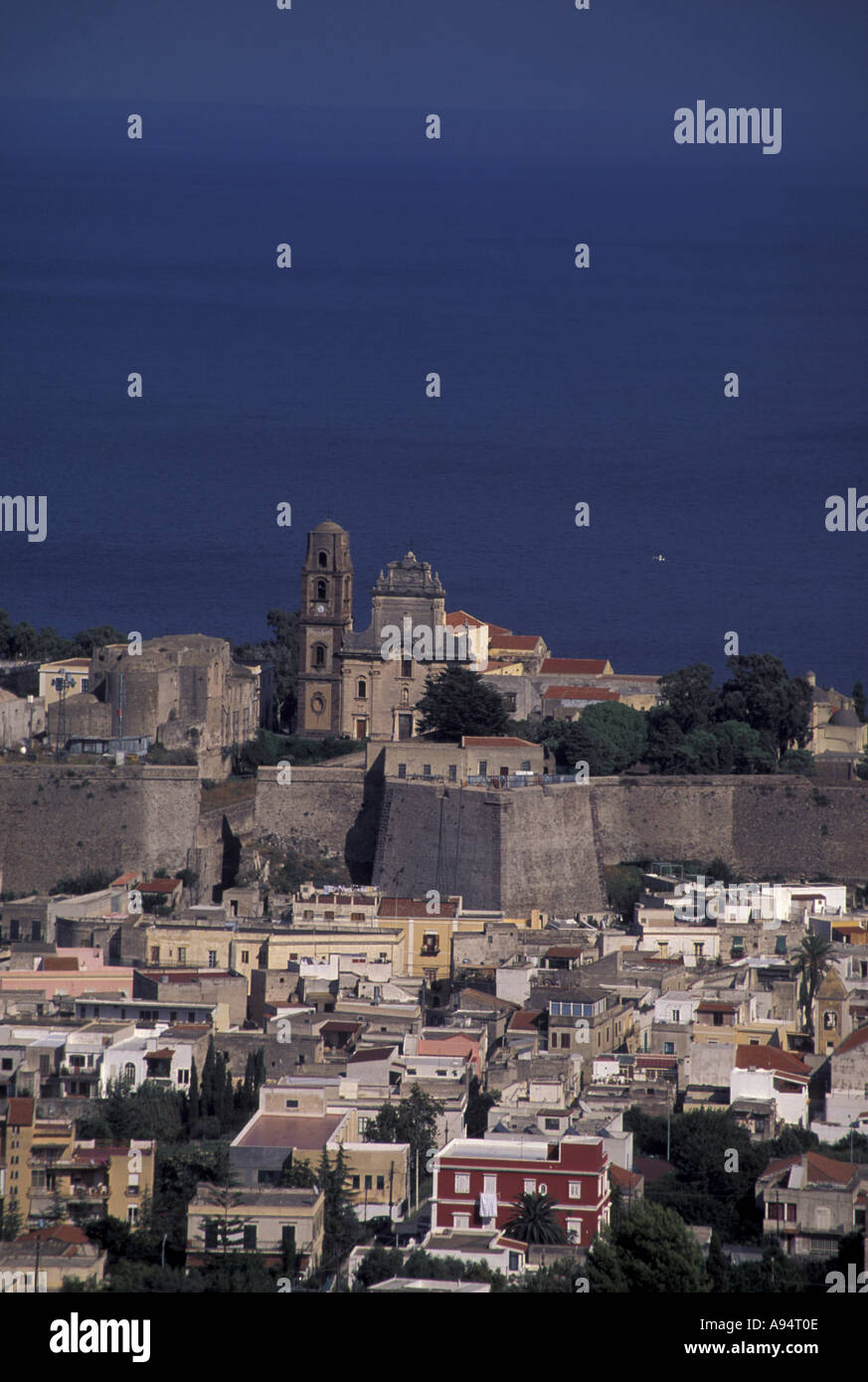 Stadtbild Lipari Äolischen Inseln Sizilien Italien Stockfoto