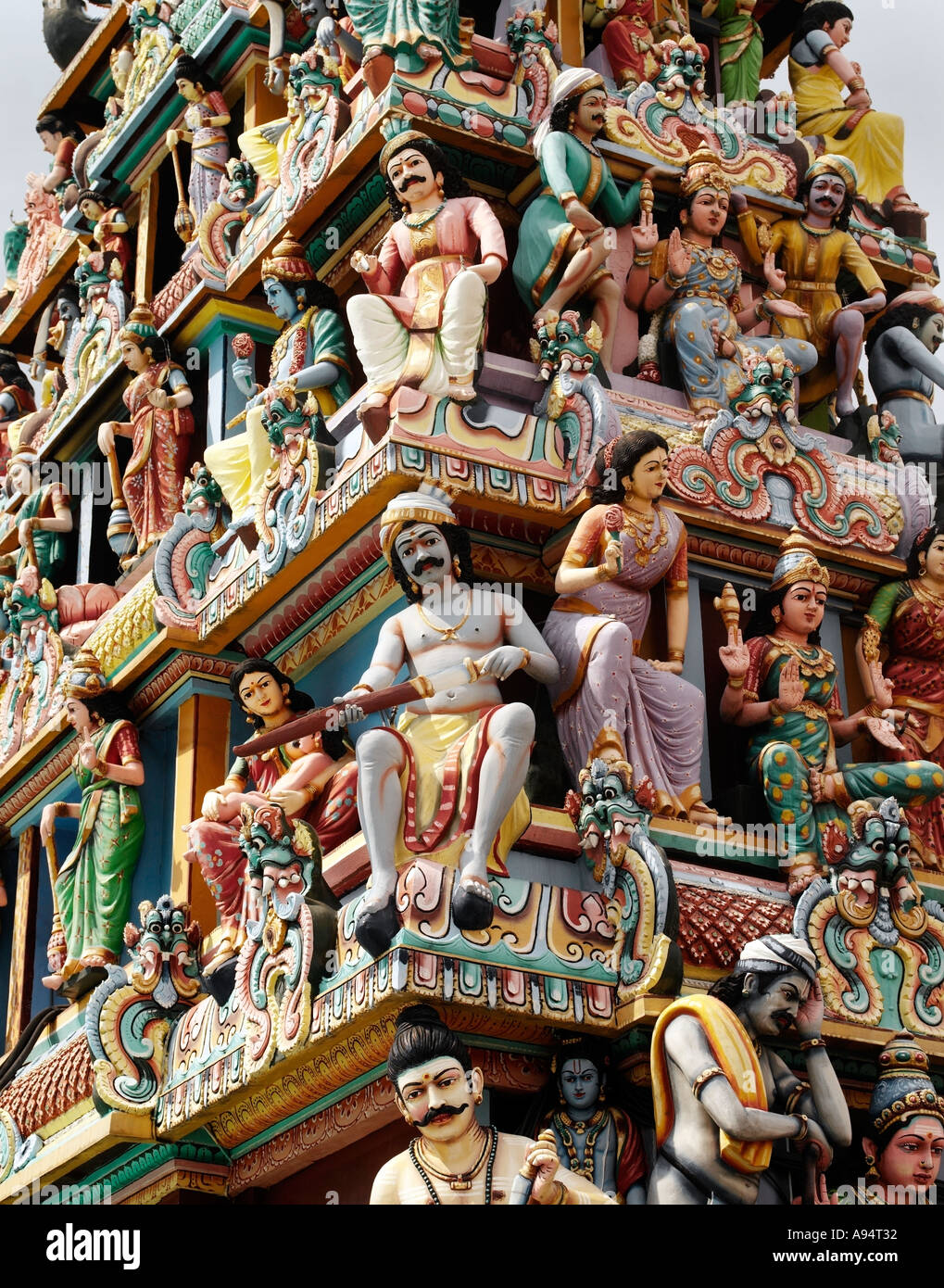 Sri Mariamman Hindu-Tempel in Singapur Stockfoto