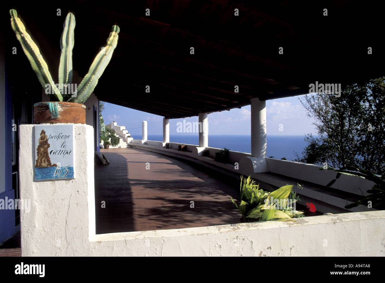 La Canna Boardinghouse Filicudi Insel Äolischen Inseln Sizilien Italien Stockfoto
