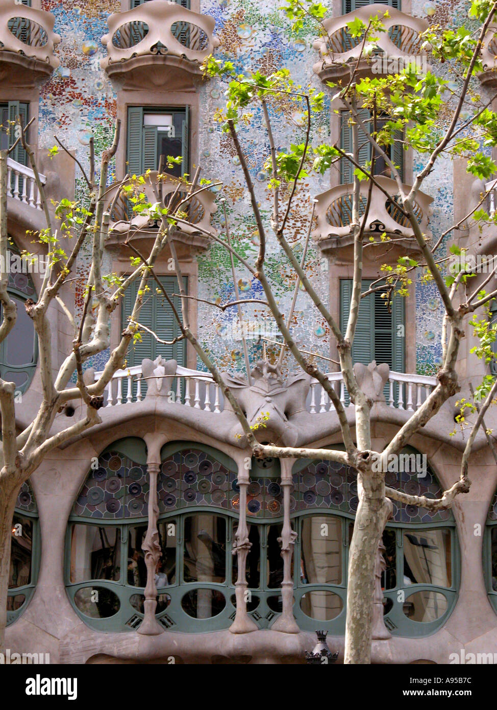 Casa Batlló Fassade Barcelona Spanien Stockfoto