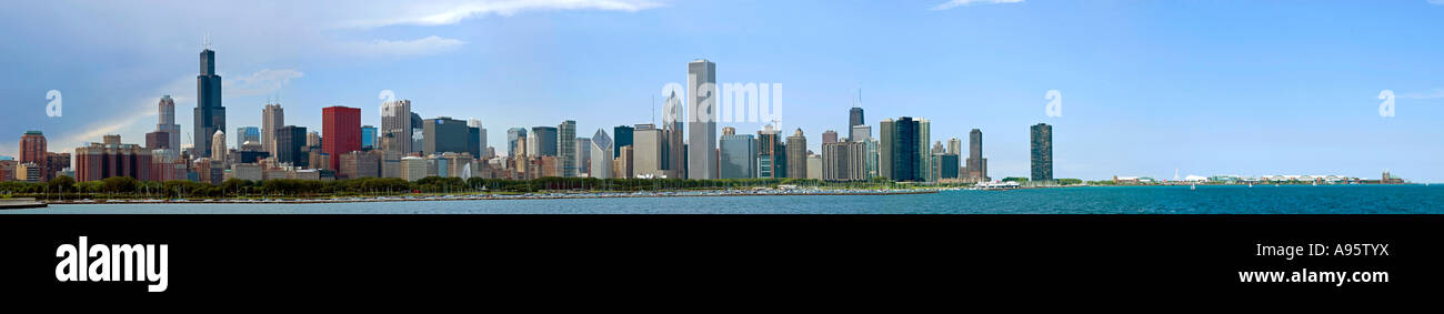 Große Skala Weitwinkel Chicago, Illinois / Panorama Stockfoto