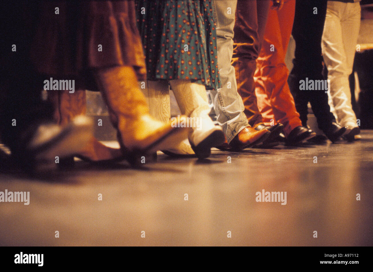 Line Dancing Cowboy-Stiefel horizontale Version Stockfoto