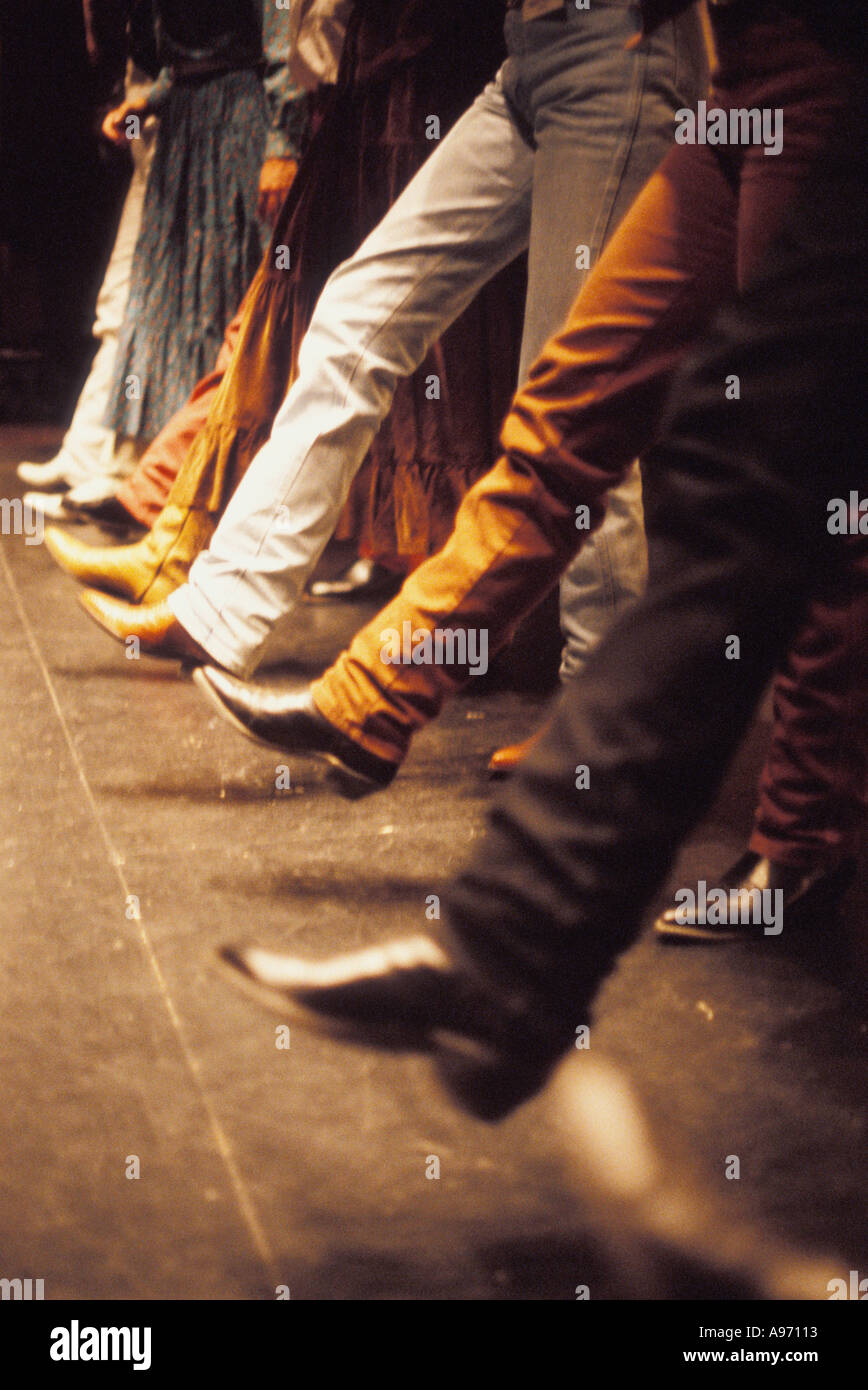 Linie tanzen Cowboystiefel vertikale Ausführung Stockfoto