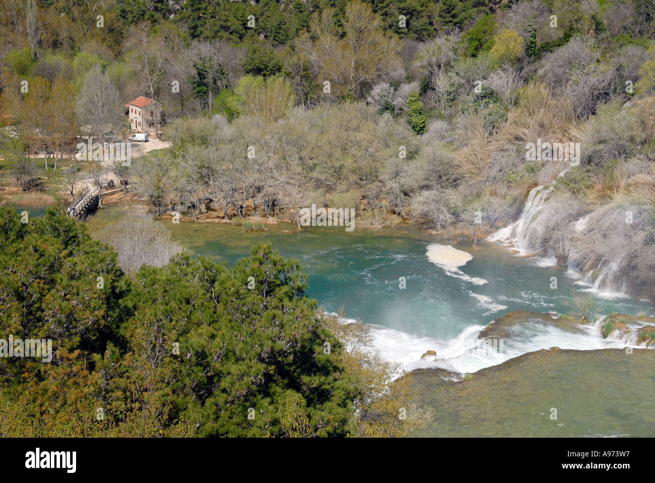 Skradinski Buk Wasserfall im Nationalpark Krka, Kroatien Stockfoto