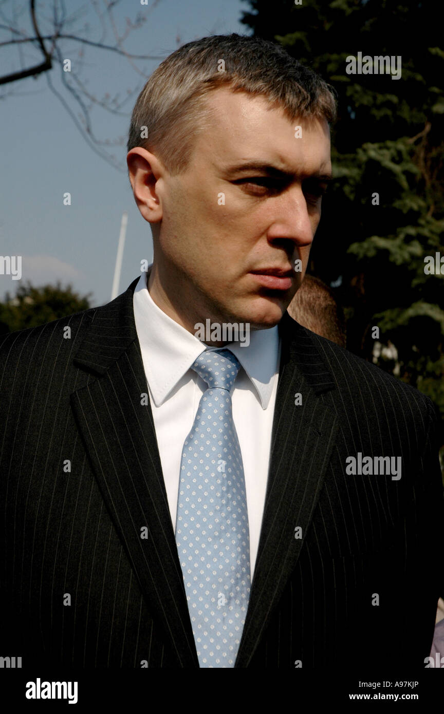 Roman Giertych, LPR (Liga polnischer Familien) Parteichef während Anti-Abtreibungs-Demonstration in Warschau, Polen Stockfoto