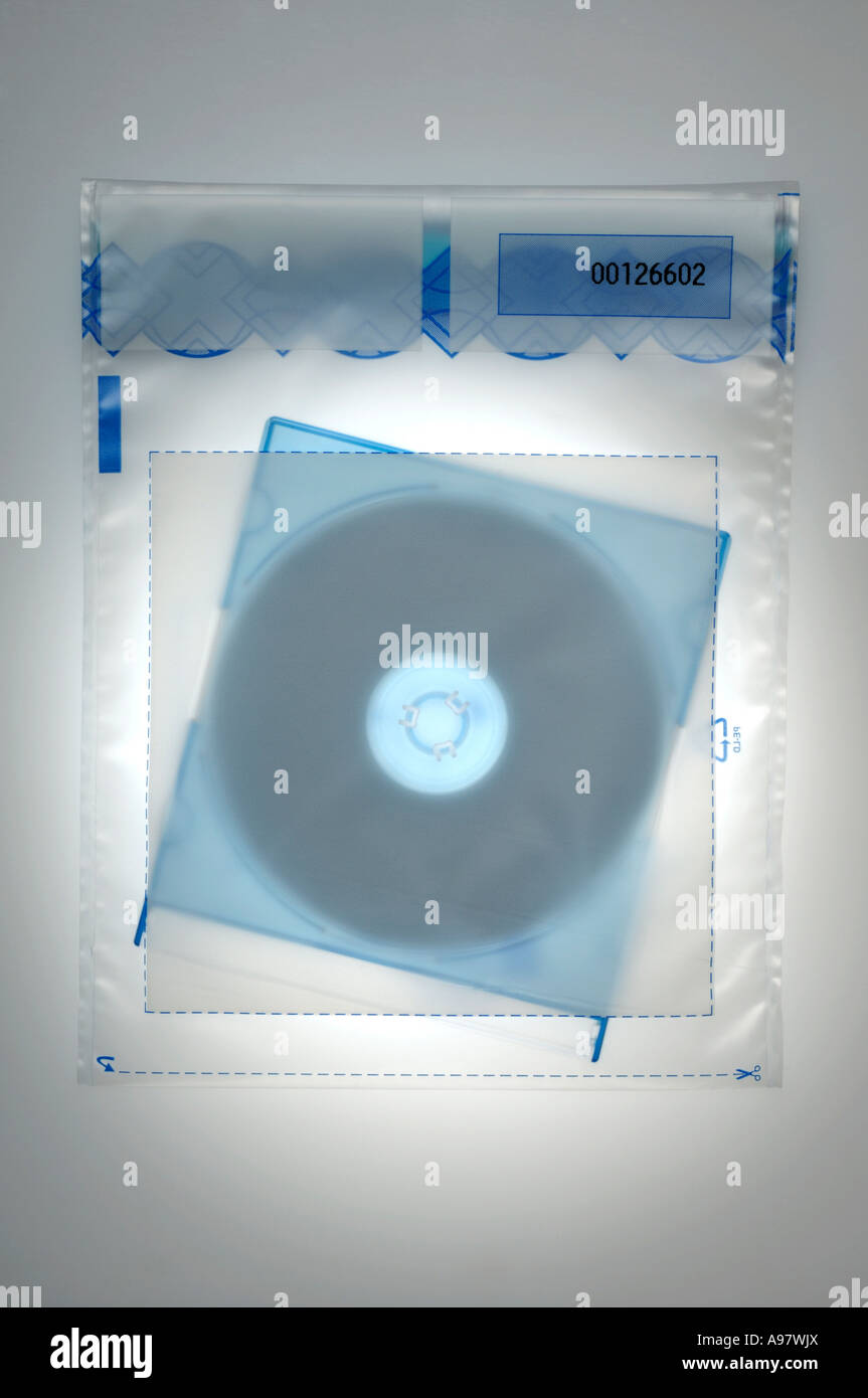 CD-ROM in einer Polizei-forensische Beweise-Tasche Stockfoto