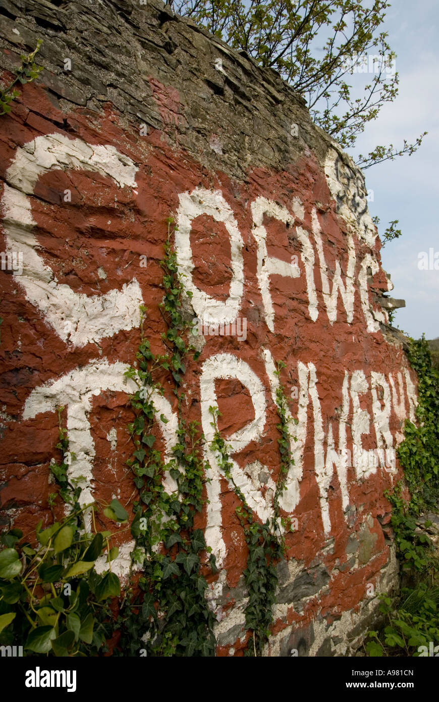 Cofiwch Dryweryn Graffiti, Ceredigion Stockfoto