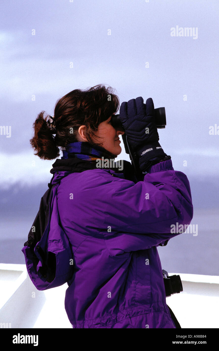 Alaska, Inside Passage, Passagiere an deck Stockfoto