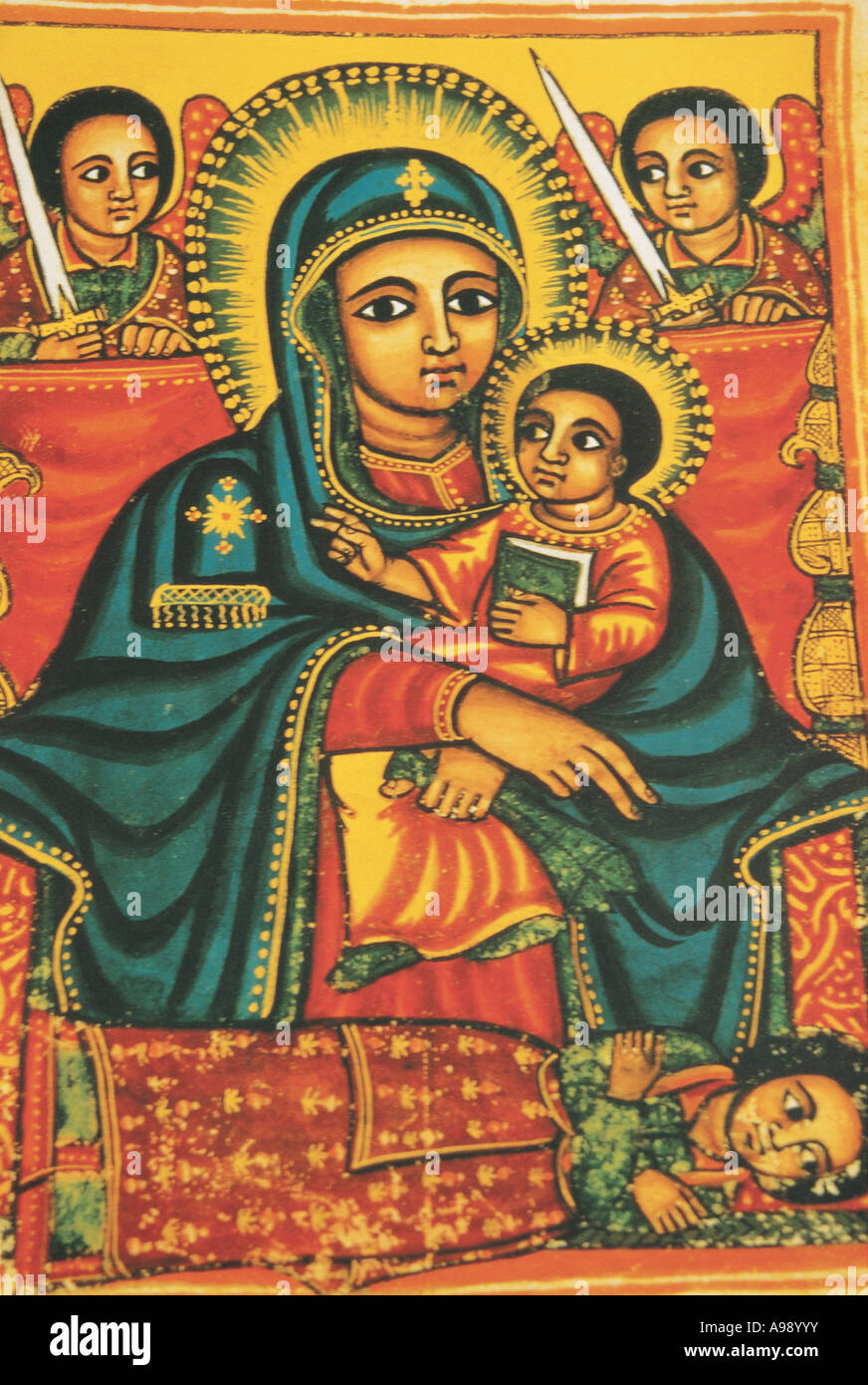 Dekorativen Fresken Raguel Kirche Entoto Berge Addis Abeba Äthiopien Stockfoto