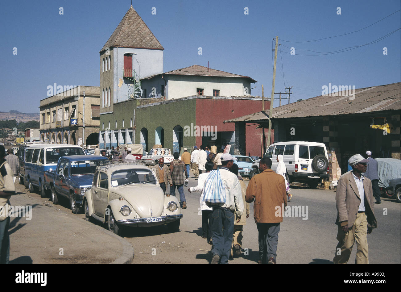 Straßenszenen auf Hauptstraßen Addis Abeba Äthiopien Stockfoto