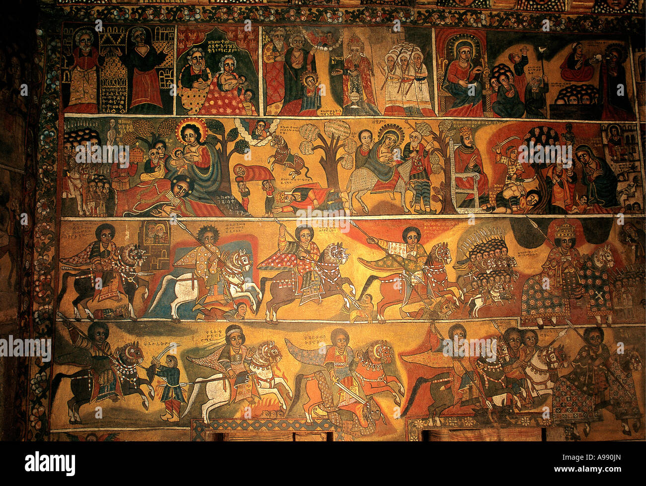 Fresken Sie im Inneren der Kirche in Äthiopien Gonder Stockfoto