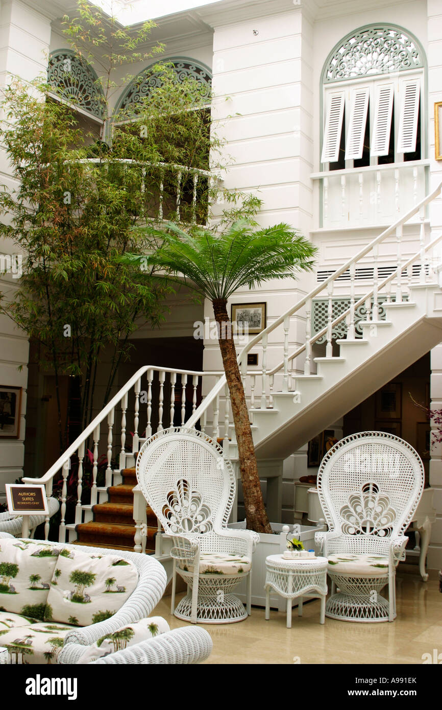 Der berühmte Autoren-Lounge in der luxuriösen historischen Oriental Hotel Bangkok, Thailand Stockfoto