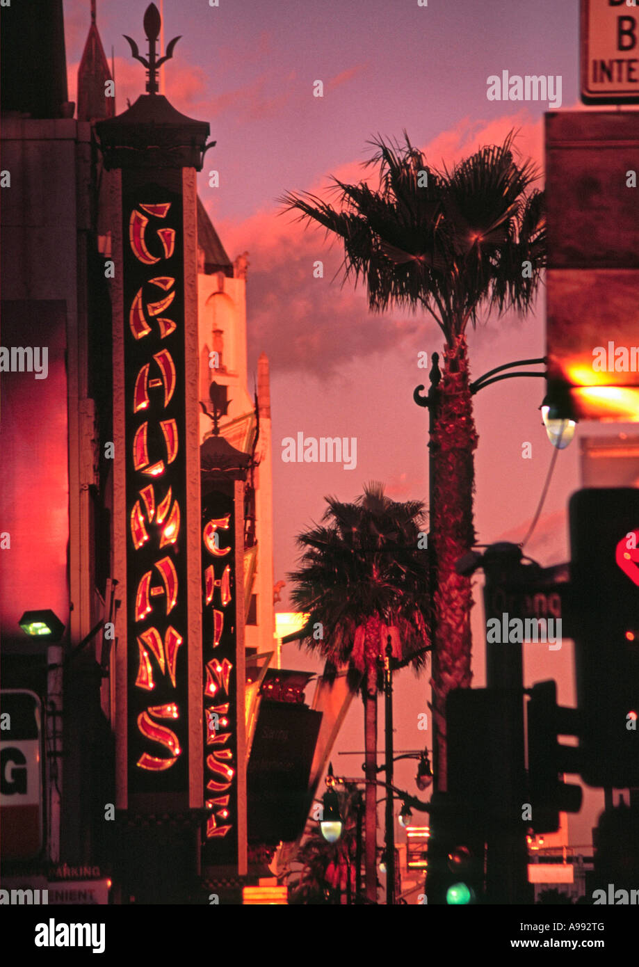 Hollywood Boulevard Blvd Hollywood Los Angeles Kalifornien USA zeigt Graumans Chinese Theatre Zeichen Stockfoto