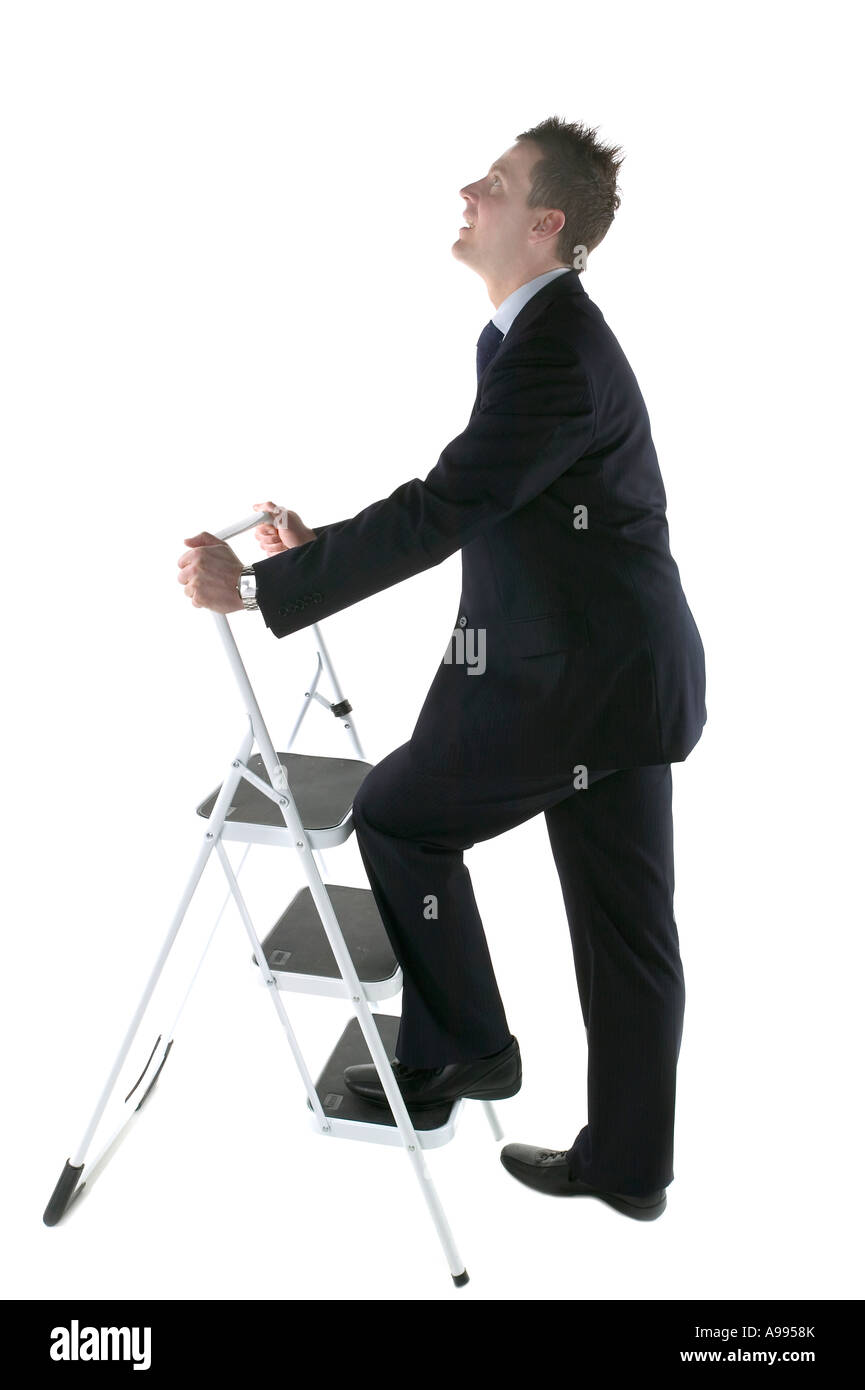 Unternehmen, die einen Aufstieg nach oben isoliert auf weiss Stockfoto