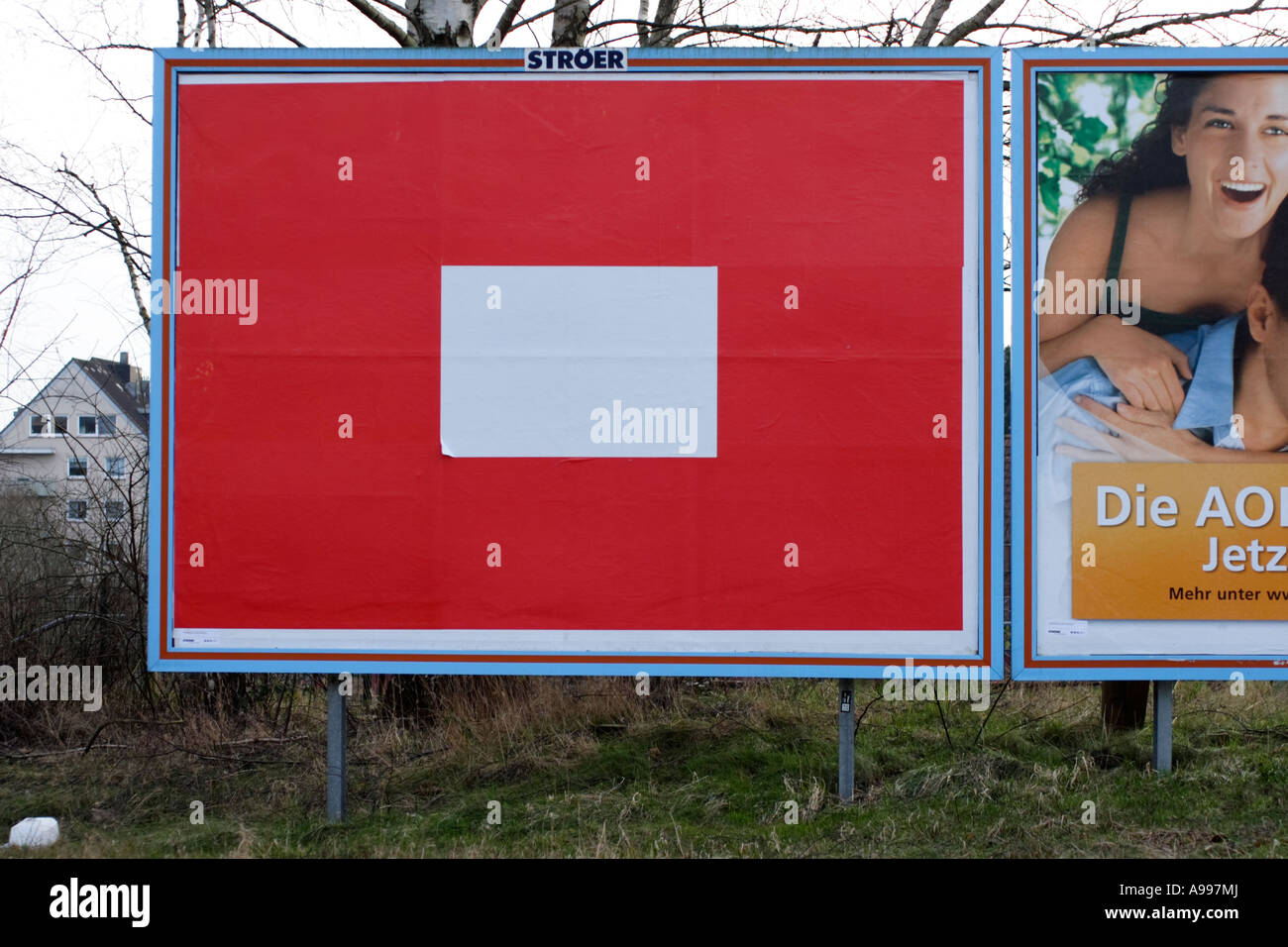 Leere Werbung rote Plakat bereit für ad Stockfoto