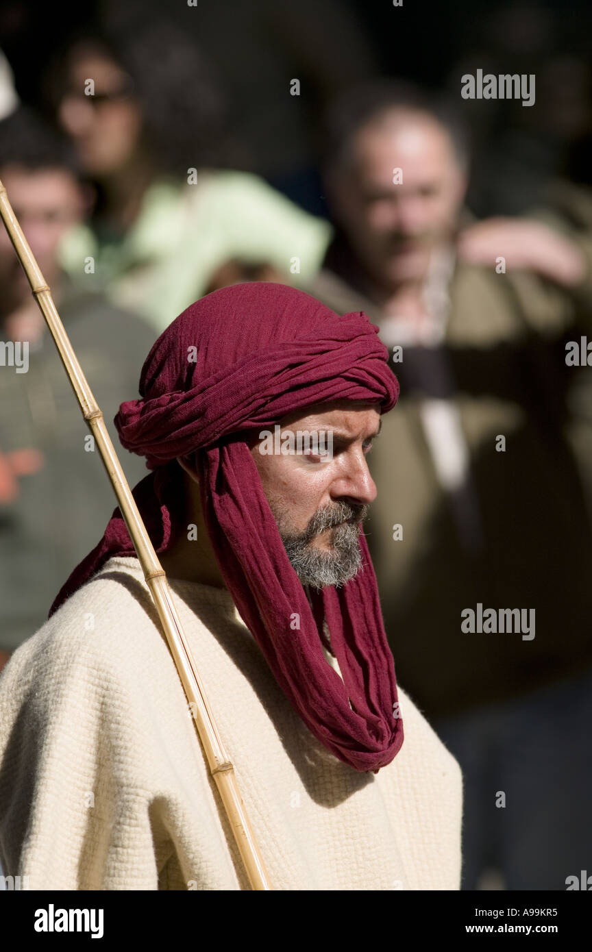 Schauspieler in historischen Kostümen, Karwoche Passionsspiel, Balmaseda, nördlichen Spanien. Stockfoto