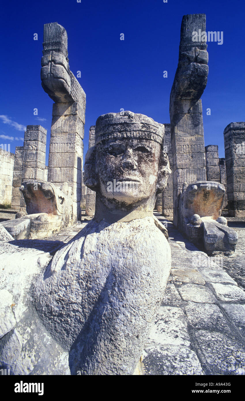 CHAC MOOL ALTER TEMPEL DER KRIEGER CHICHEN ITZA MEXICO Stockfoto