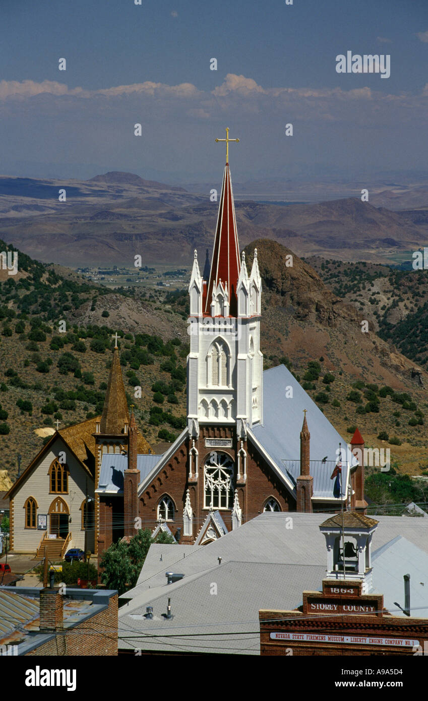 Nevada Virginia City St Paul s und St Mary s Kirchen Stockfoto